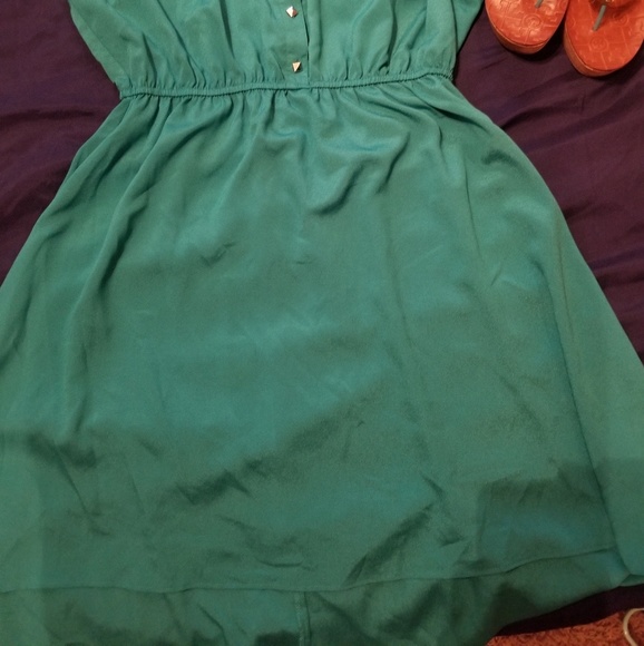 Hi-Low sleeveless Aqua Dress - Picture 3 of 4